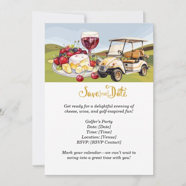 Invitation Fête du fromage et du vin de Golfer - Sauvez la da (Devant)