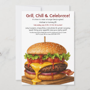Invitation Fête du Hamburger Célébration Amusante de Burger