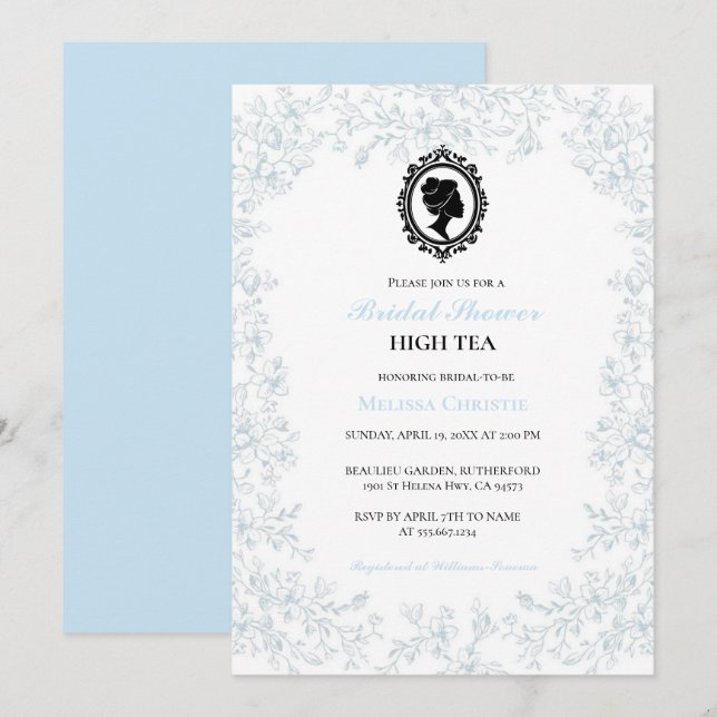 Invitation fête du jardin à thé, belle douce pastel (Devant / Derrière)