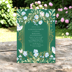 Invitation Fête du Jardin Floral Cadre Doré 60e Anniversaire