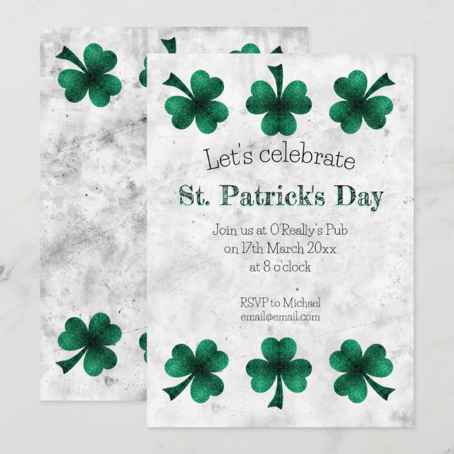 Invitation Fête du jour de la Saint-Patrick au Trèfle à Paill (Devant / Derrière)