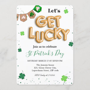 Invitation Fête du jour de la Saint-Patrick Shamrock chanceux