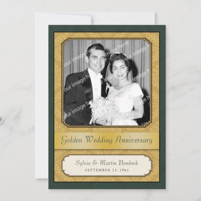 Invitation Fête du jubilé d'or (50 ans) de Damas doré (Devant)