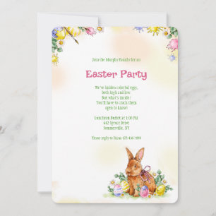 Invitation Fête du Lapin de Pâques marron