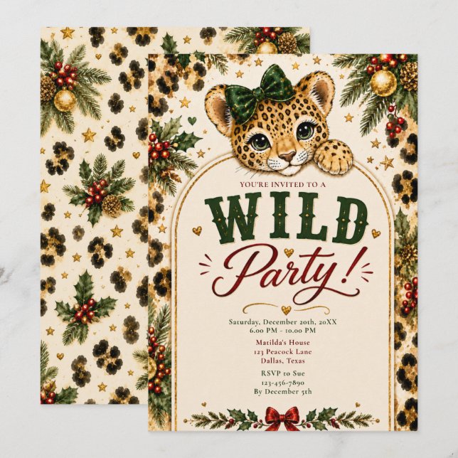 Invitation Fête du Léopard de Noël (Devant / Derrière)