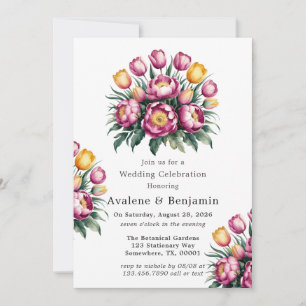 Invitation Fête du Mariage de l'Harmonie Florale vibrante