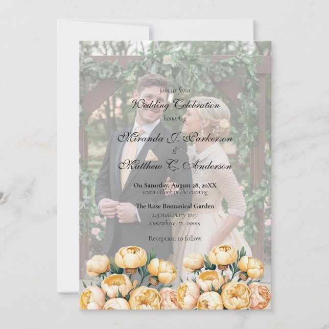 Invitation Fête du Mariage photo Arch Butter-Yellow Rose (Devant)