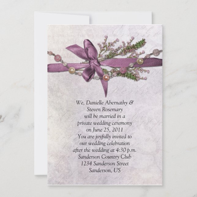 Invitation Fête du Mariage vintage Pink Post (Devant)