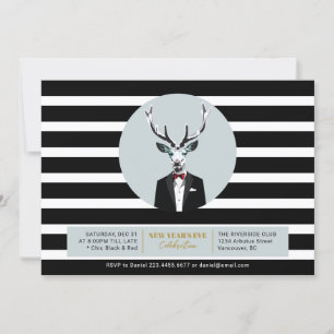 Invitation Fête du Nouvel An 2021 Cerf Black & Red