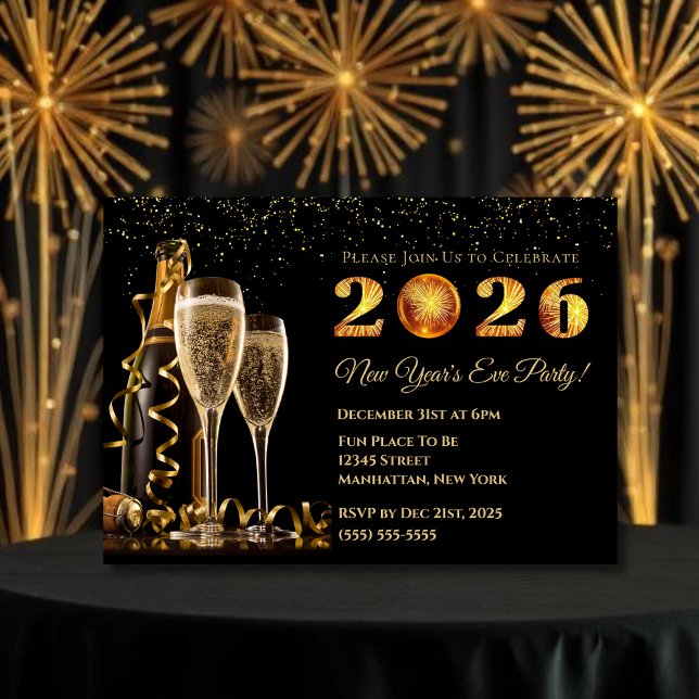 Invitation Fête du Nouvel An 2026 (2026 New Year's Eve Party Invitation)