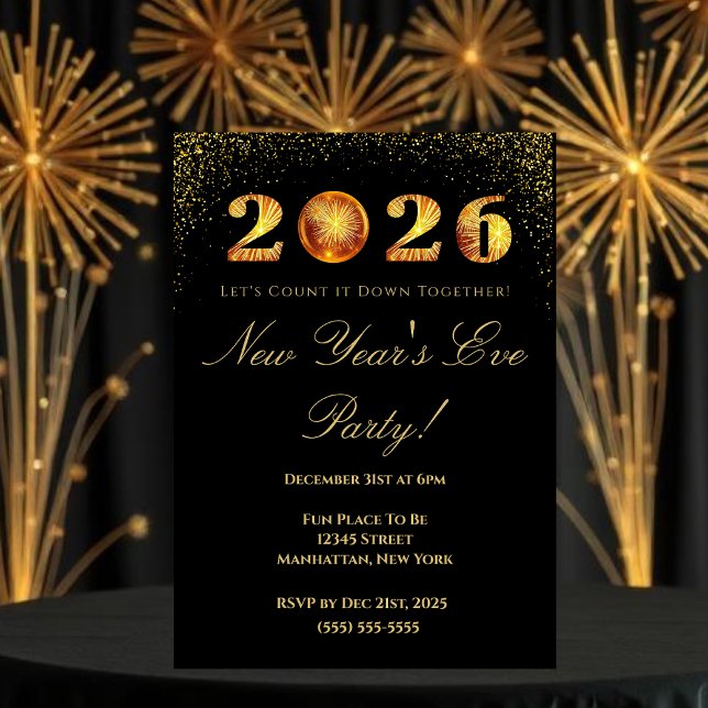Invitation Fête du Nouvel An 2026 (2026 New Year's Eve Party Invitation)
