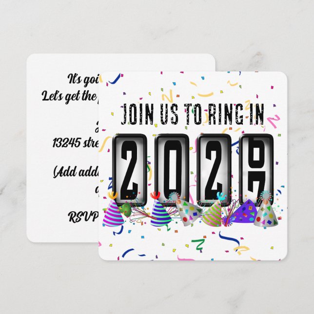 Invitation Fête du Nouvel An 2027 Odomètre (Devant / Derrière)