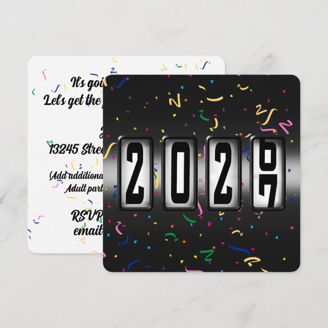 Invitation Fête du Nouvel An 2027 Odomètre (Devant / Derrière)