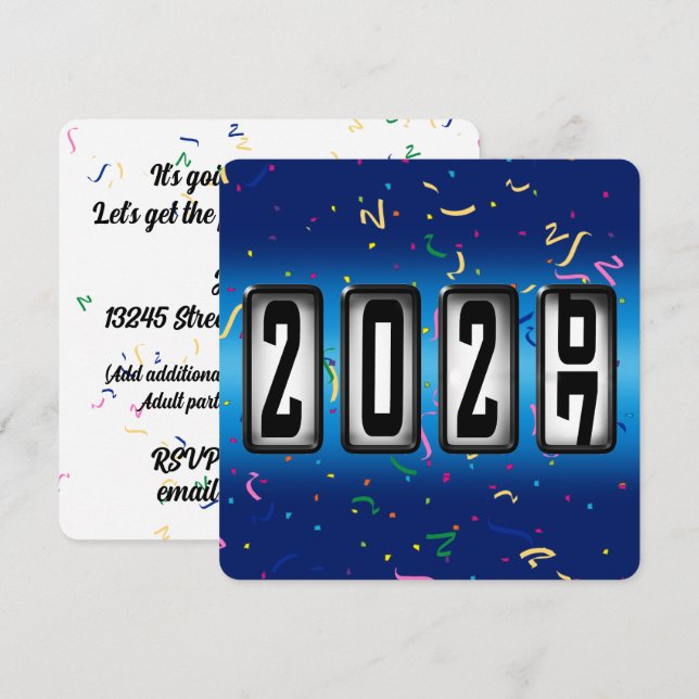 Invitation Fête du Nouvel An 2027 Odomètre (Devant / Derrière)
