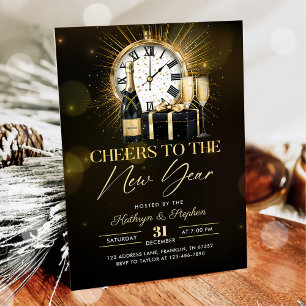 Invitation Fête du Nouvel An au Champagne Doré