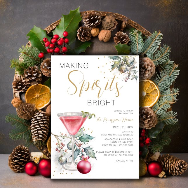 Invitation Fête du Nouvel An avec des esprits brillants (Créateur téléchargé)