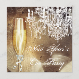 Invitation Fête du Nouvel An Champagne Lustre Vintage