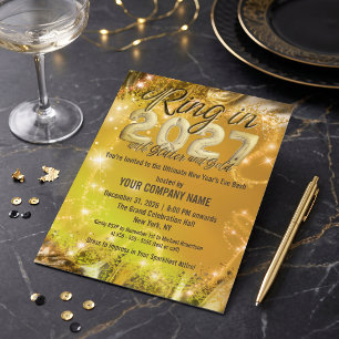 Invitation Fête du Nouvel An d'entreprise Gold Sparkle 2027