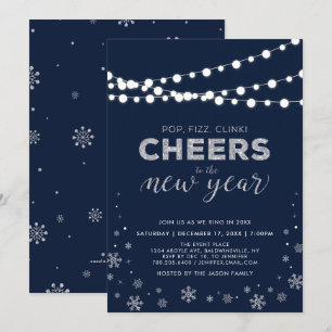 Invitation Fête du Nouvel An en argent, Fête de fin d'année d