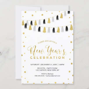 Invitation Fête du Nouvel An en or, Fête de fin d'année d'ent