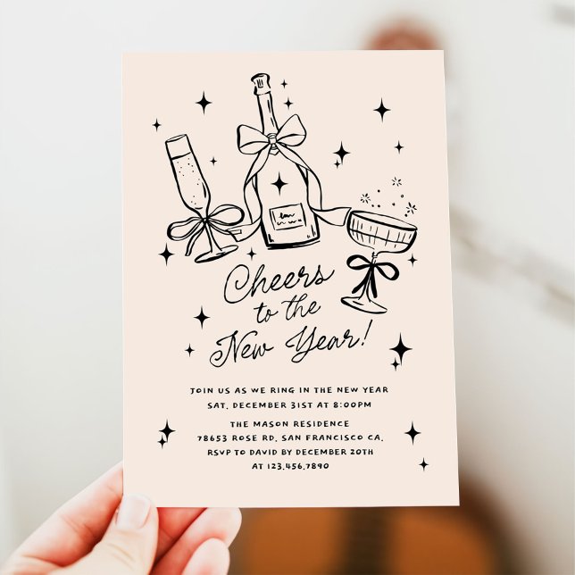 Invitation Fête du Nouvel An Moderne Dessinée à la Main (Créateur téléchargé)