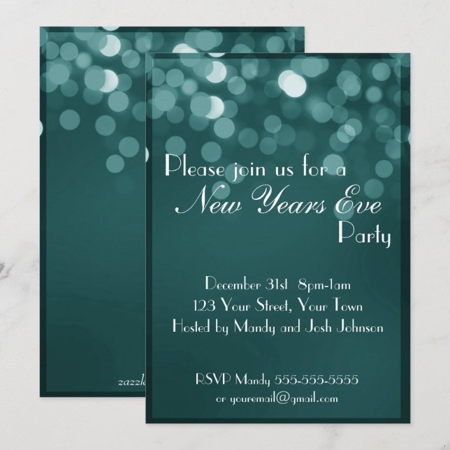 Invitation Fête du Nouvel An sur mesure (Devant / Derrière)