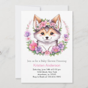 Invitation Fête du pack Wolf : Baby shower fille