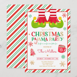 Invitation Fête du Pajama de Noël Fête du Pajama d'Elf