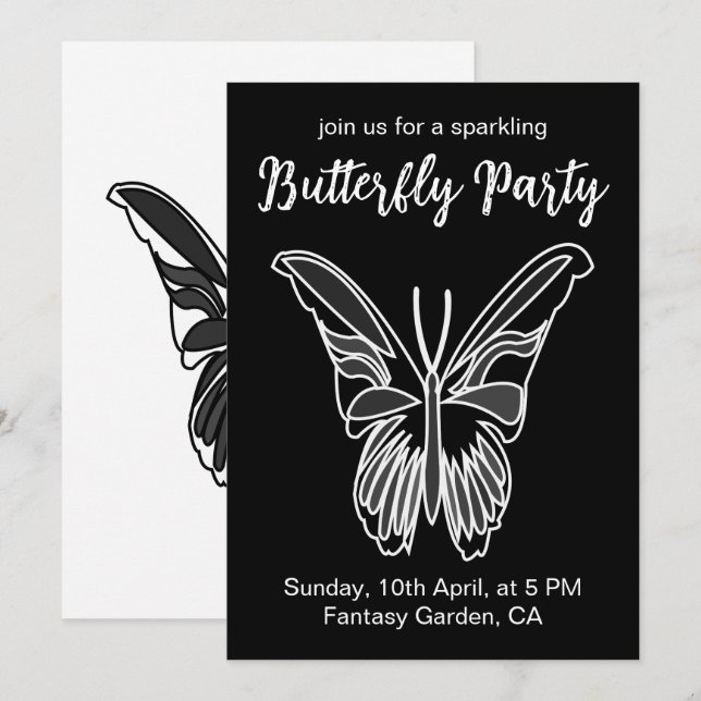 Invitation Fête du papillon luna moth (Devant / Derrière)