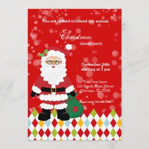 Invitation Fête du Père Noël * choisir la couleur de l'arrièr