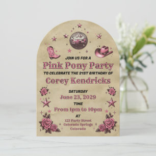 Invitation Fête du Poney Rose
