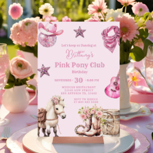 Invitation Fête du Pony Party Pony Cowgirl rose
