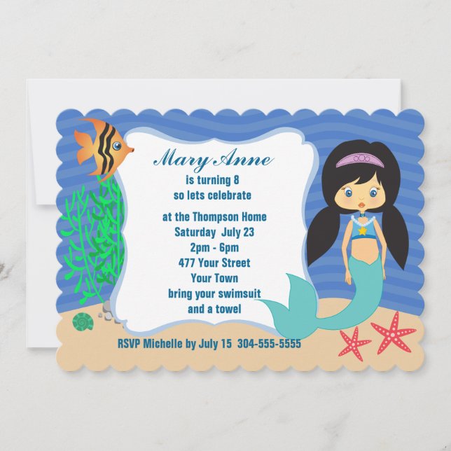 Invitation Fête du pool de sirènes (Devant)