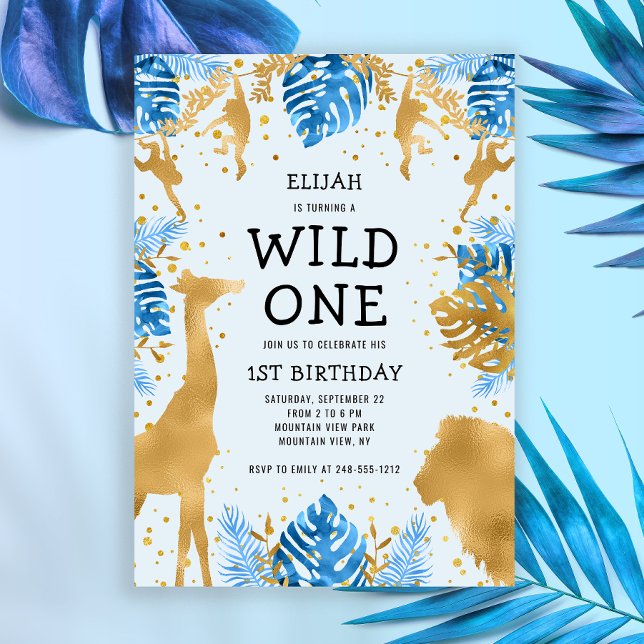 Invitation Fête du premier anniversaire de Boys Wild One Blue (Créateur téléchargé)