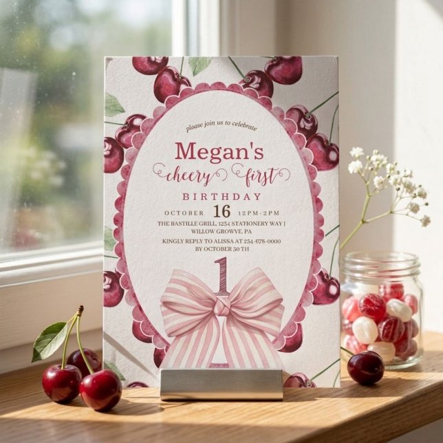 Invitation Fête du premier anniversaire de Cherry  (Créateur téléchargé)