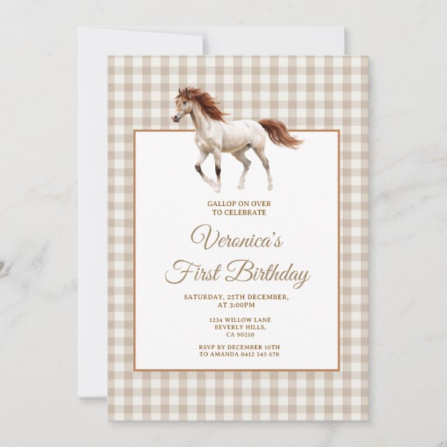 Invitation Fête du premier anniversaire de Cheval Gallop On O (Devant)