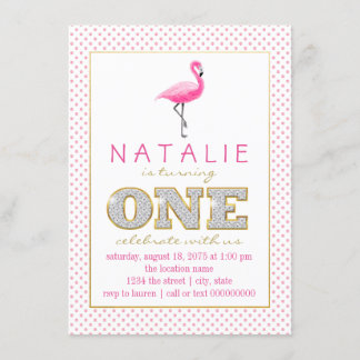 Invitation Fête du premier anniversaire de Flamant Rose