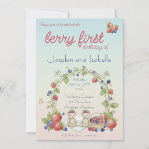 Invitation Fête du premier anniversaire de jumeaux Berry