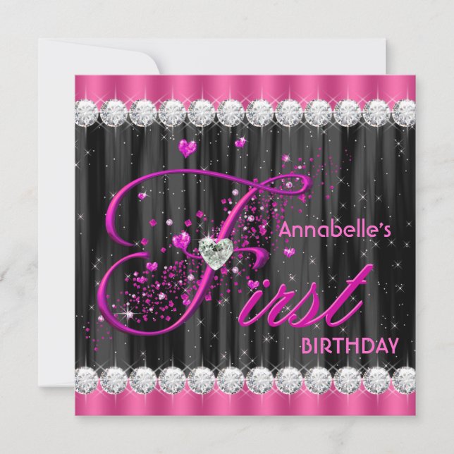 Invitation Fête du premier anniversaire de la fille (Devant)