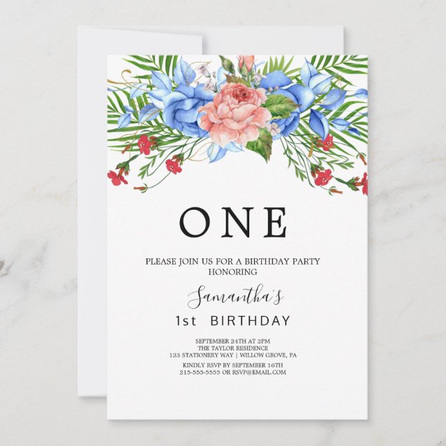 Invitation Fête du premier anniversaire de la flore moderne  (Devant)