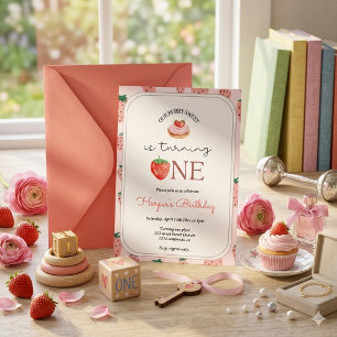 Invitation Fête du premier anniversaire de la fraise Berry Fi
