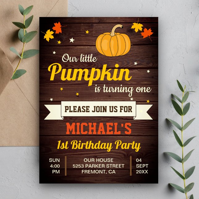 Invitation Fête du premier anniversaire de la petite citrouil (Créateur téléchargé)