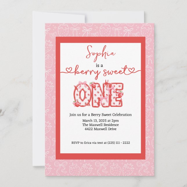 Invitation Fête du premier anniversaire de la petite fille au (Devant)
