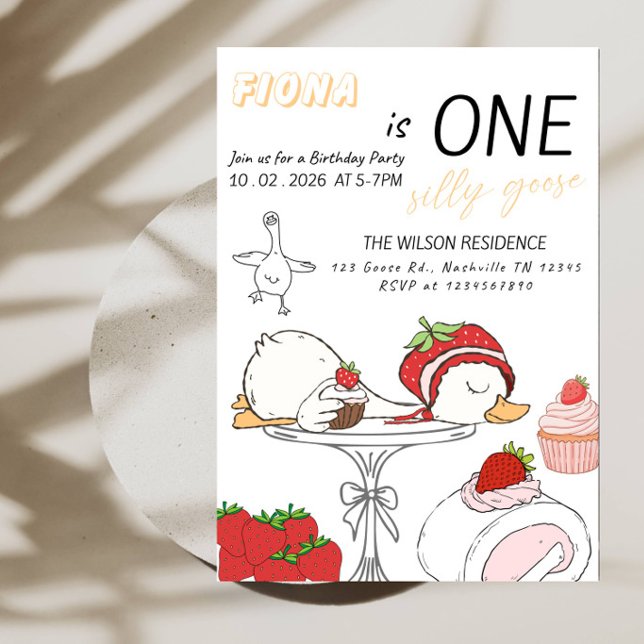 Invitation Fête du premier anniversaire de la petite oie (Créateur téléchargé)