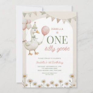 Invitation Fête du premier anniversaire de la Silly Goose Ros