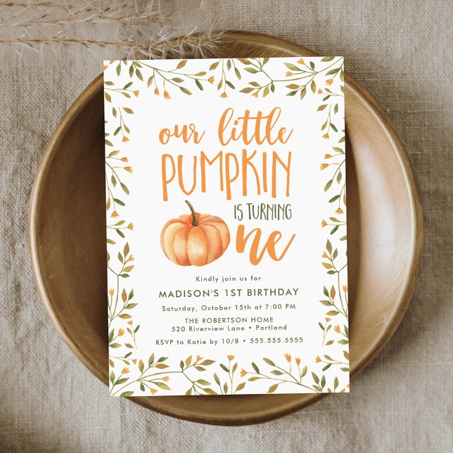 Invitation Fête du premier anniversaire de Little Pumpkin (Créateur téléchargé)