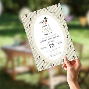 Invitation Fête du premier anniversaire de One Lucky Duck Mal