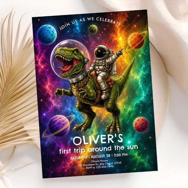 Invitation Fête du premier anniversaire de Space Dino (Créateur téléchargé)