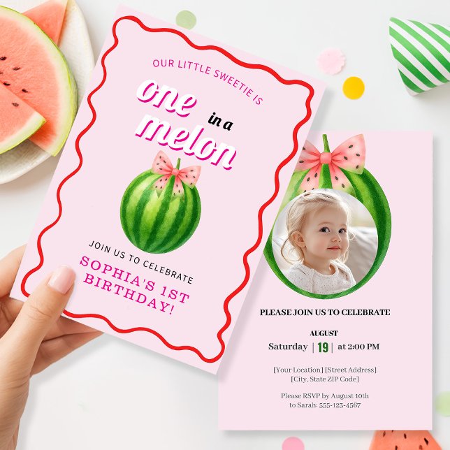 Invitation Fête du premier anniversaire de Sweet Melon (Créateur téléchargé)