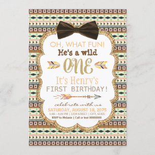 Invitation Fête du premier anniversaire de Tribal Wild One ga